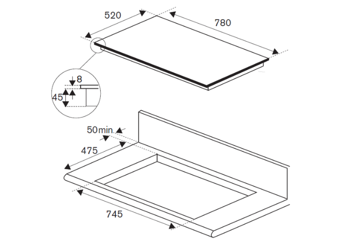 78 cm piano induzione con cornice in metallo, 4 zone, display TFT | Bertazzoni